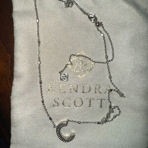 Kendra Scott Silver Necklace with Crescent Charm